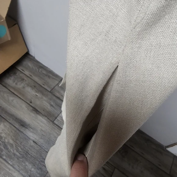 Tash & Sophie Linen Blend Lagenlook Dress Buttons Pockets Cap Sleeves Neutral - Picture 9 of 12